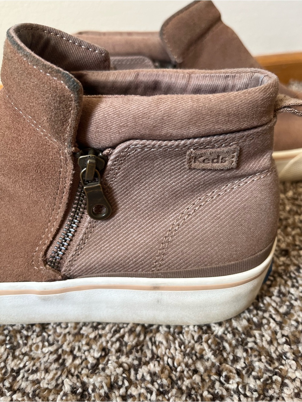 🍎 Keds Cooper Zip Bootie in Brown Suede/Canvas Women’s Size 9 Euro 40 - Picture 4 of 8